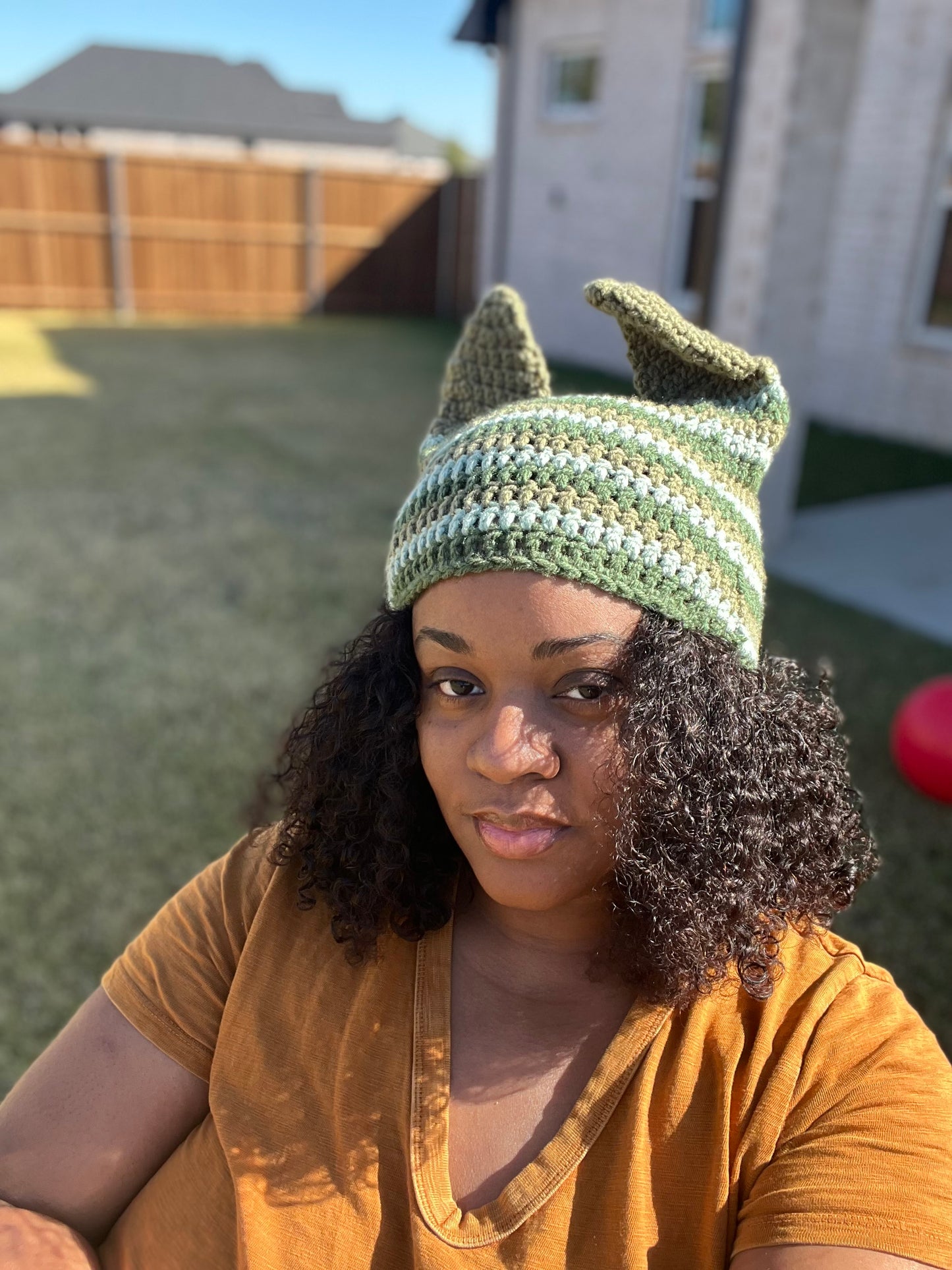 Extended Stripe Cat Ear Beanie