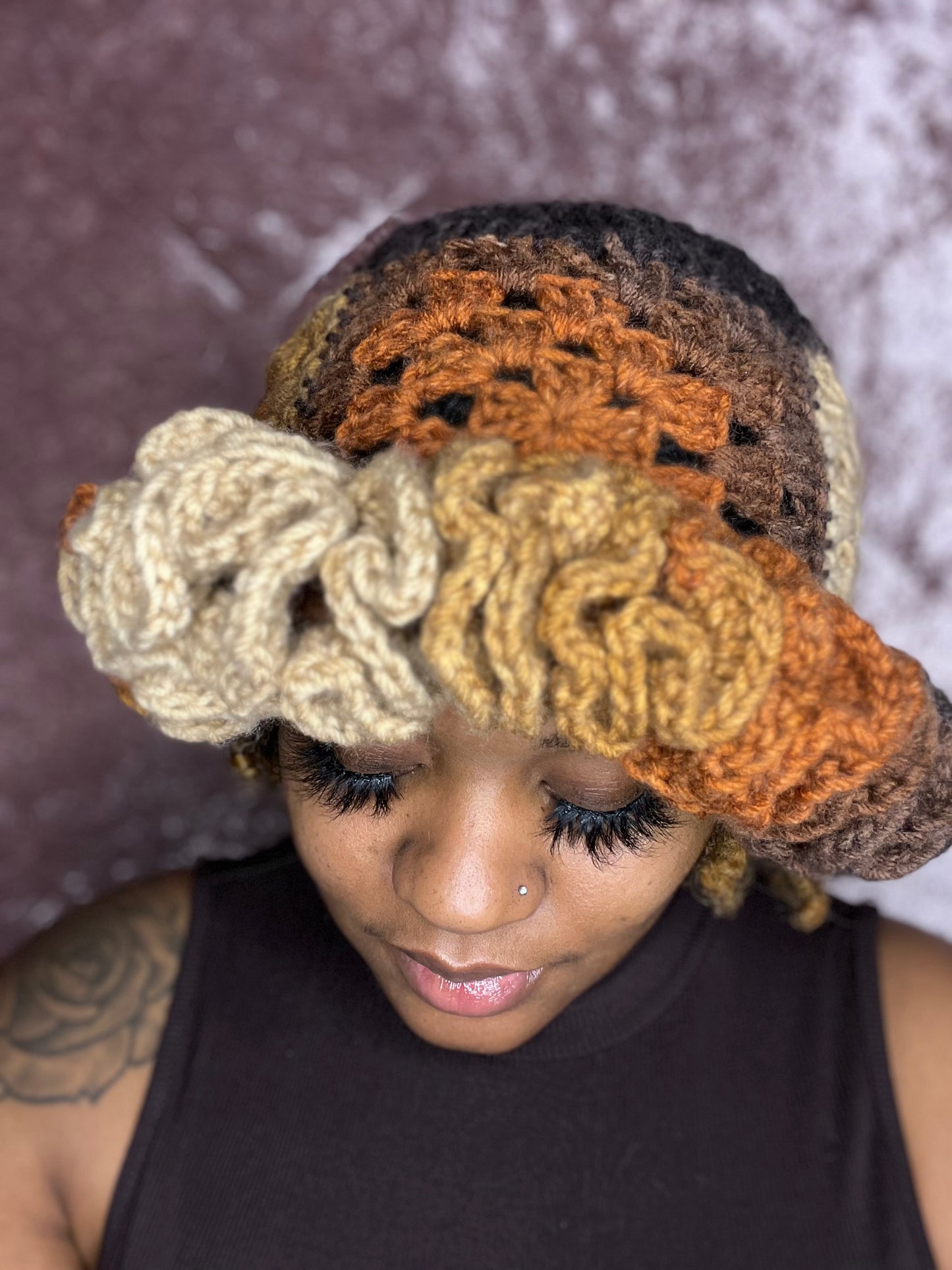 Granny Square Ruffle Hat
